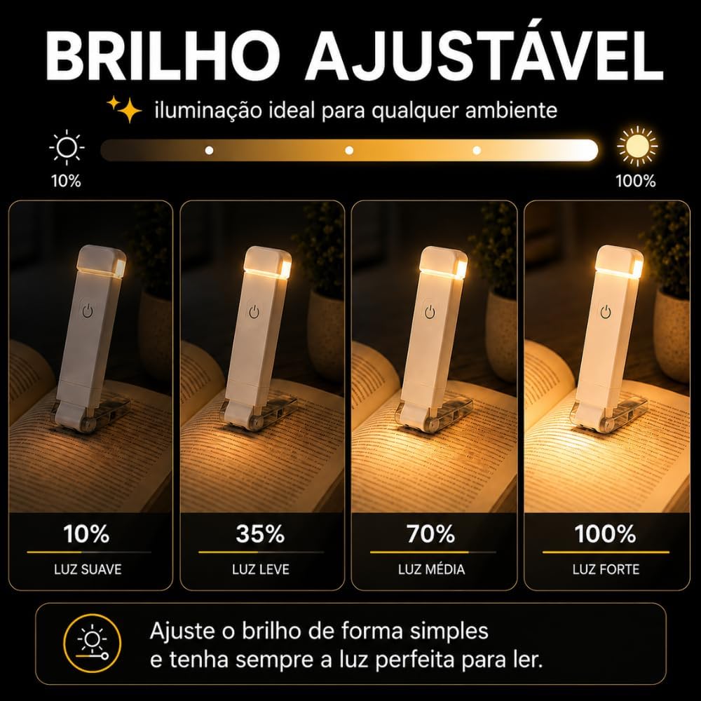 Luz de Leitura com 3 Modos de Iluminação