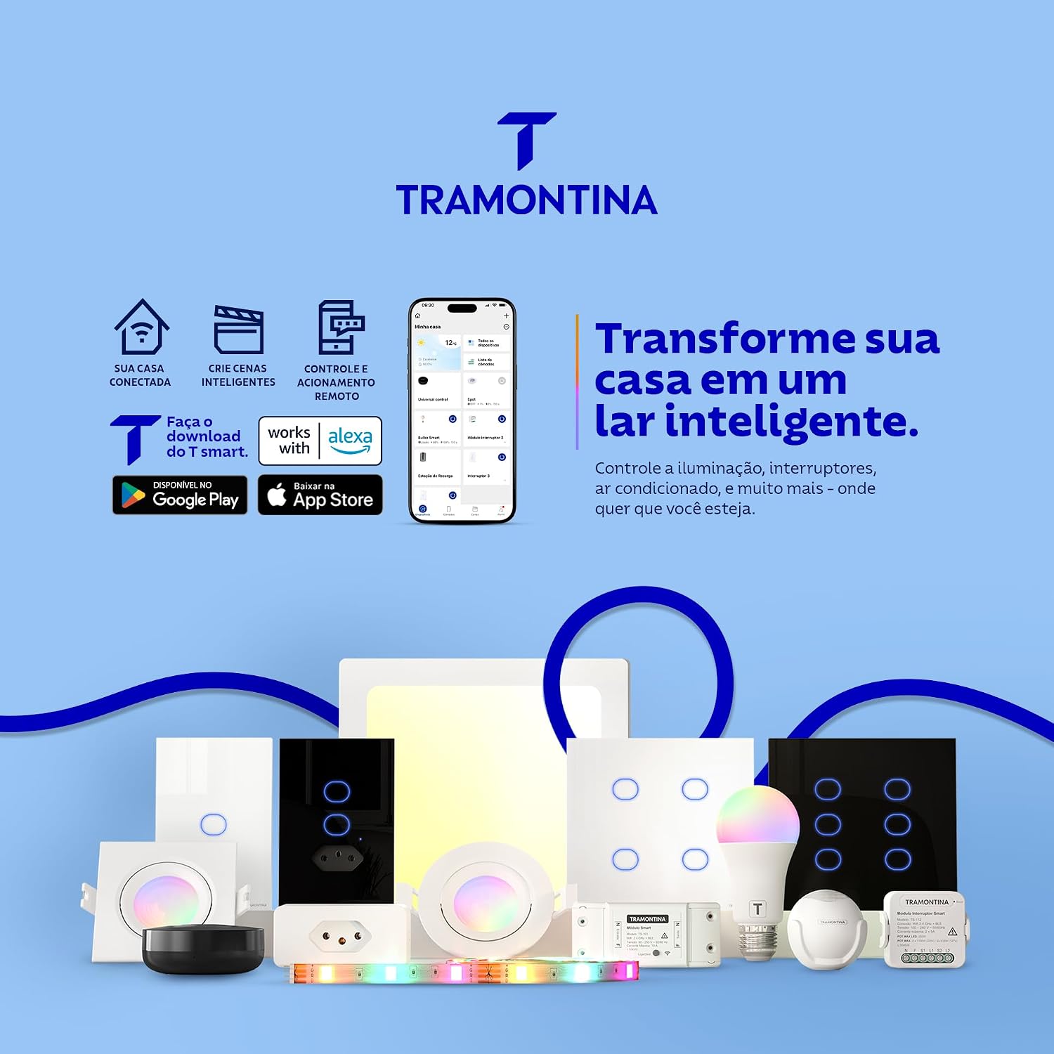 Lâmpada Inteligente 10W Wi-Fi e Bluetooth Bivolt 16 Milhões de Cores