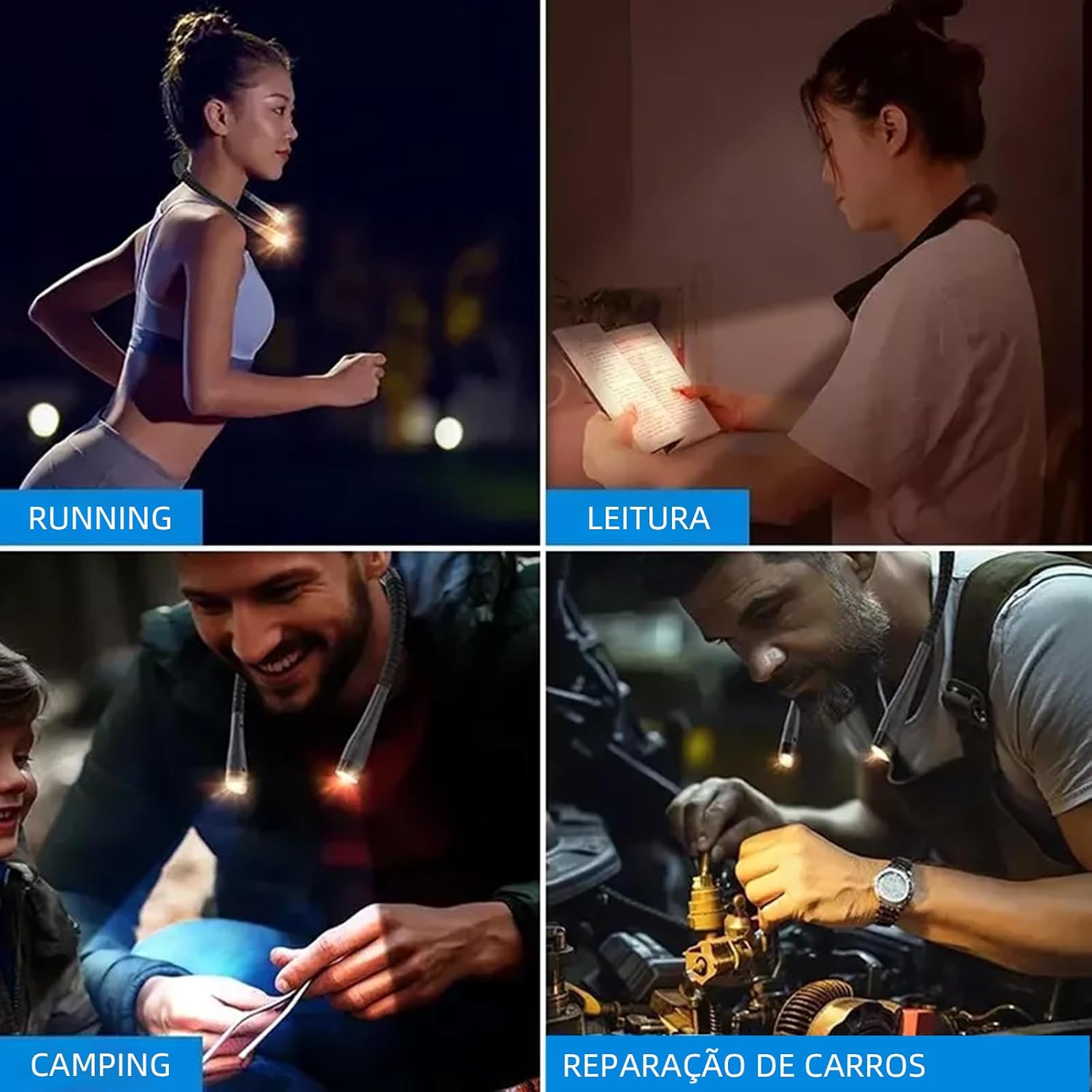 BEMMY Luz de Leitura Recarregável, Luz de Pescoço Dobrável com 3 Cores, Portátil e de Larga Duração para Leitura, Crochê e Costura, Luminaria de Livro 1000mAh. A única Loja Autorizada "Bemmy-BR".