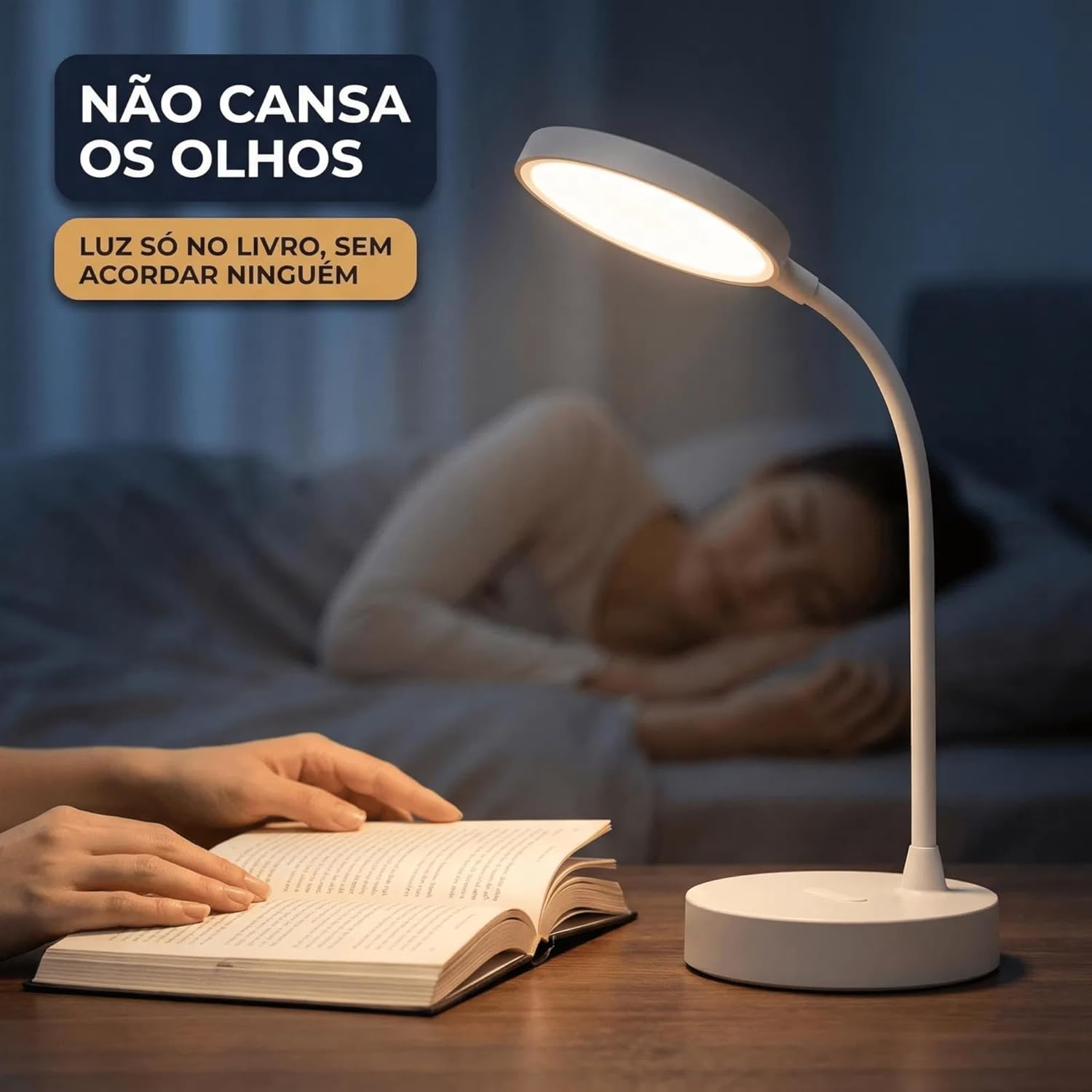 Luminária de Mesa LED com Controle Touch e Intensidade Ajustável