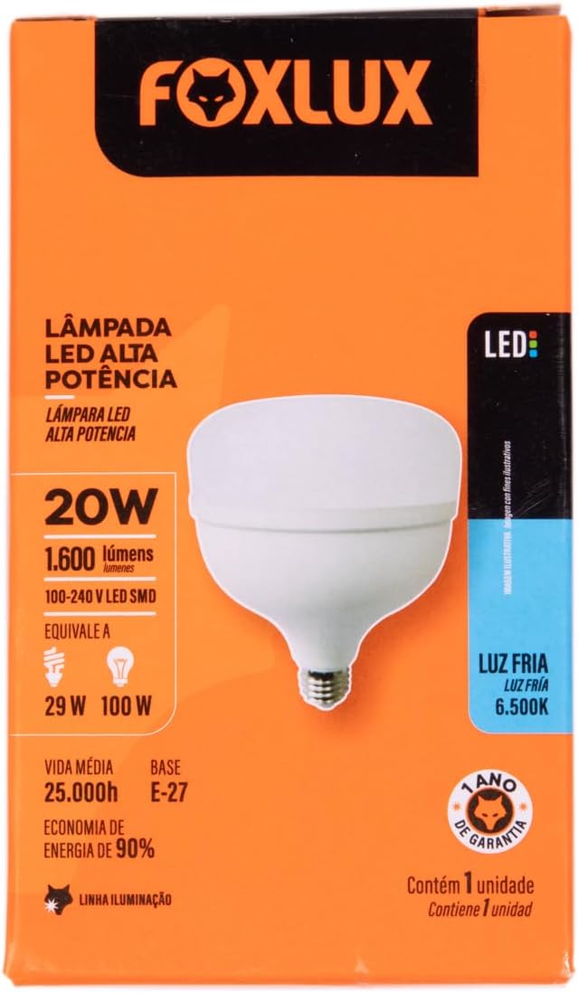 Lâmpada LED de Alta Potência 20W 1600 Lúmens