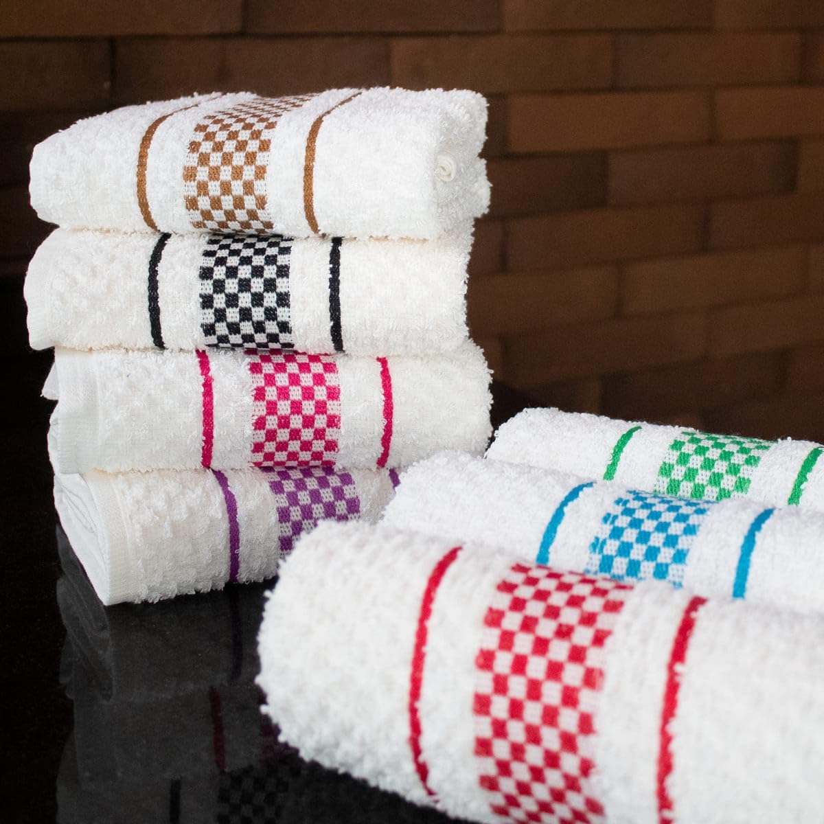 Kit 10 Pano de Prato Atoalhado Para Cozinha Felpudo Malta 45x70cm 370g/m² 100% Algodão - Marrom