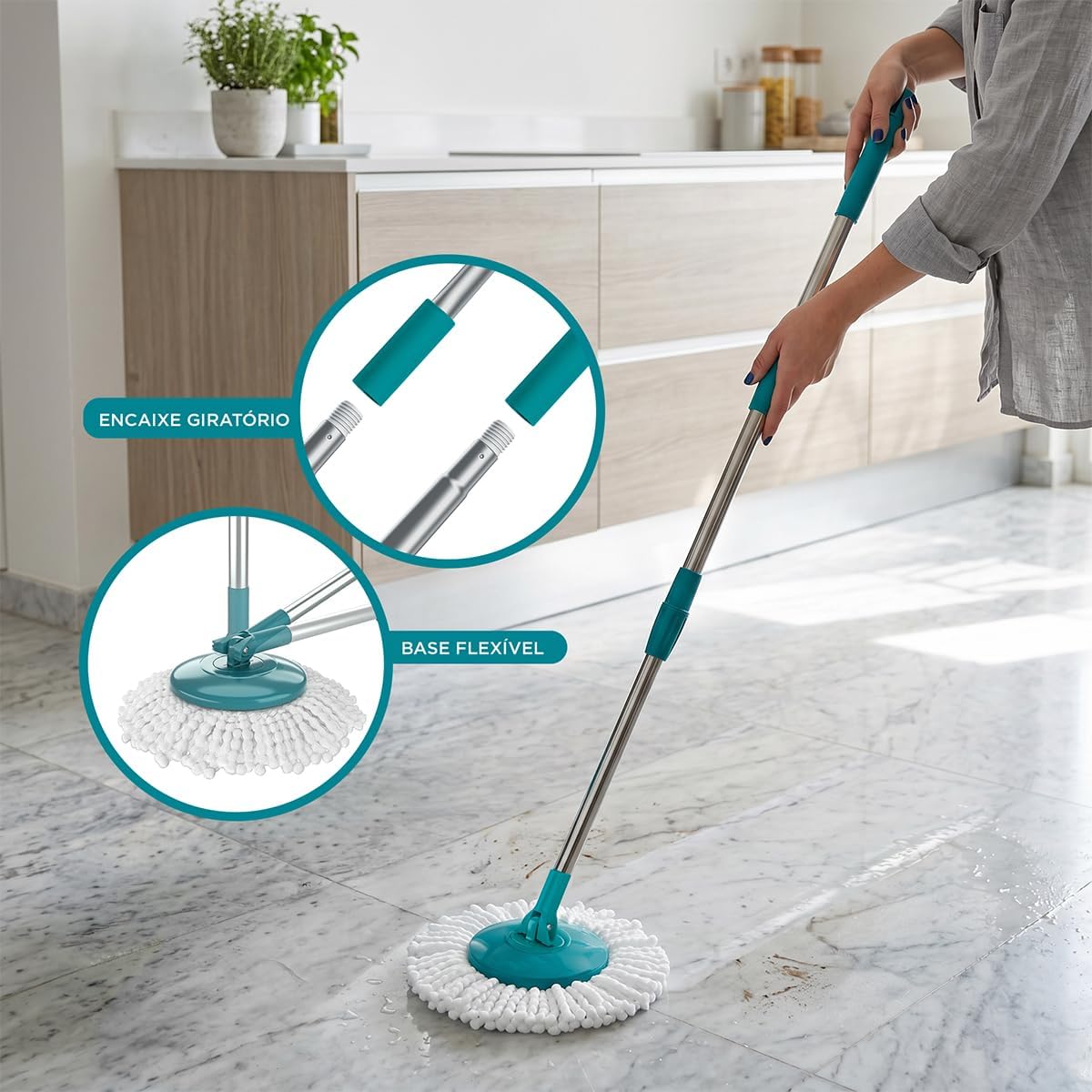Mop Giratório com Balde e Sistema de Centrifugação