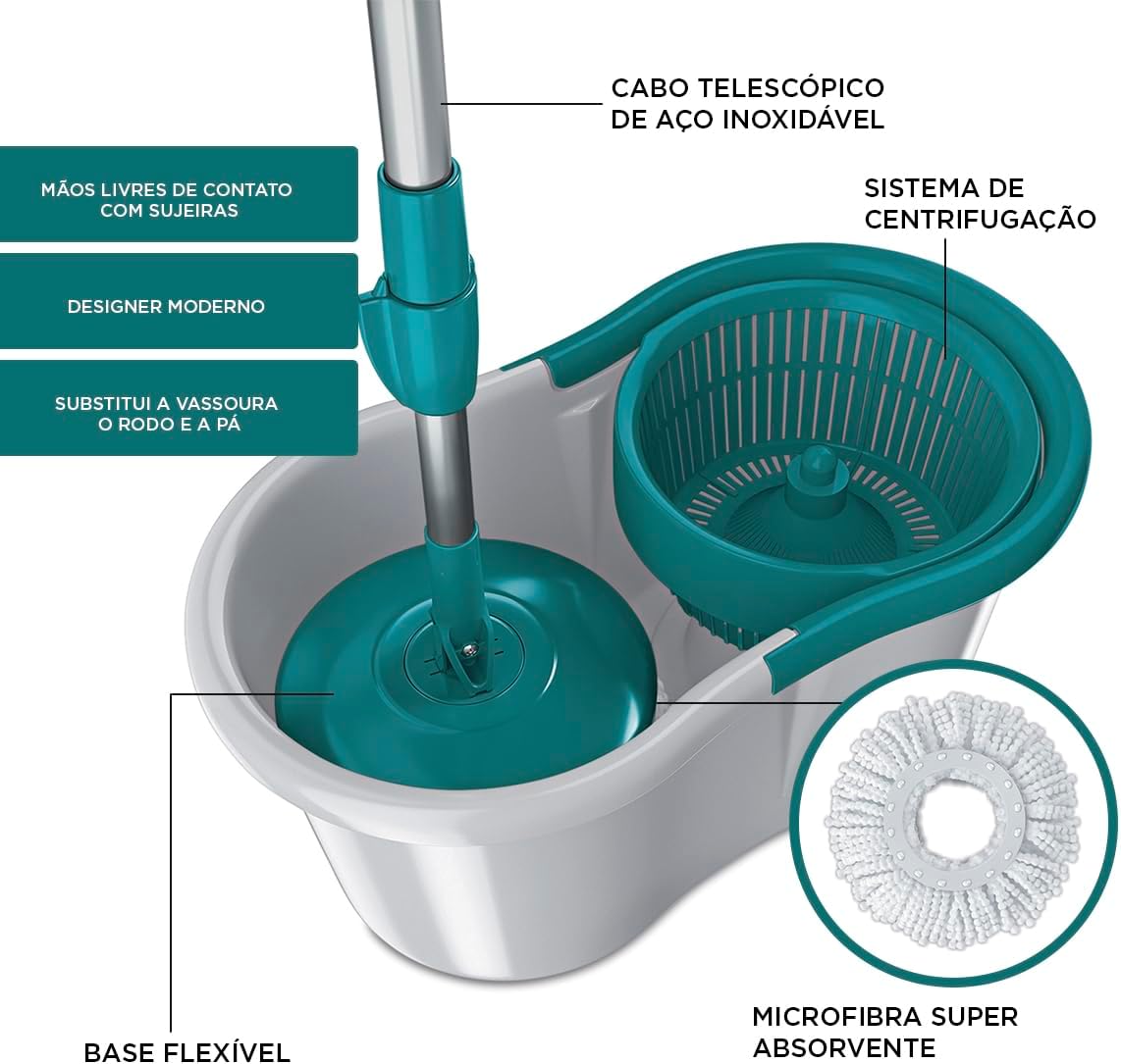 Mop Giratório com Balde e Sistema de Centrifugação