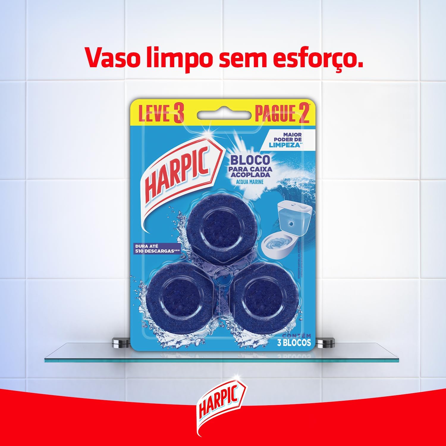 Harpic Bloco Sanitário para Caixa Acoplada Marine 3 unidades