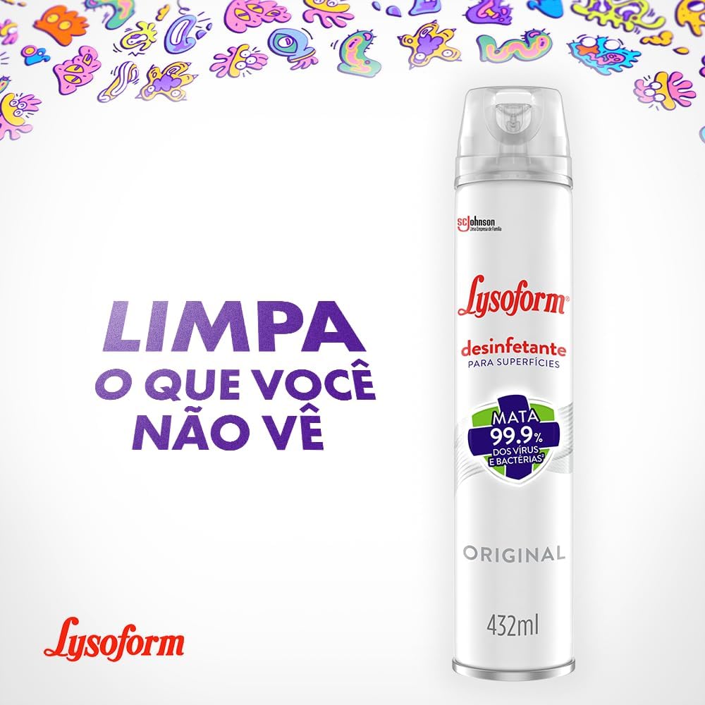 Lysoform Original, Desinfetante Aerosol para Superfícies, 432ml