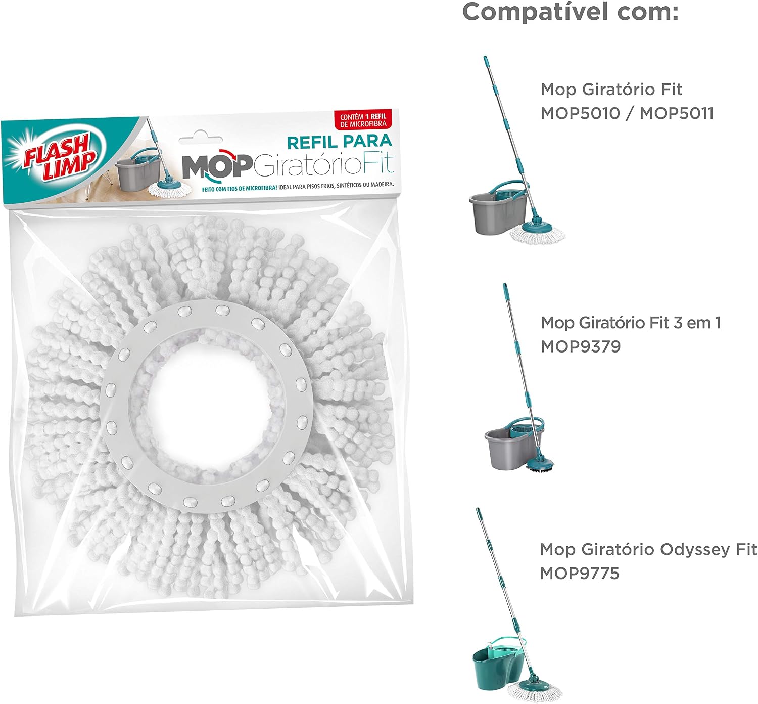 Refil Flash Limp para Mop Giratório Fit
