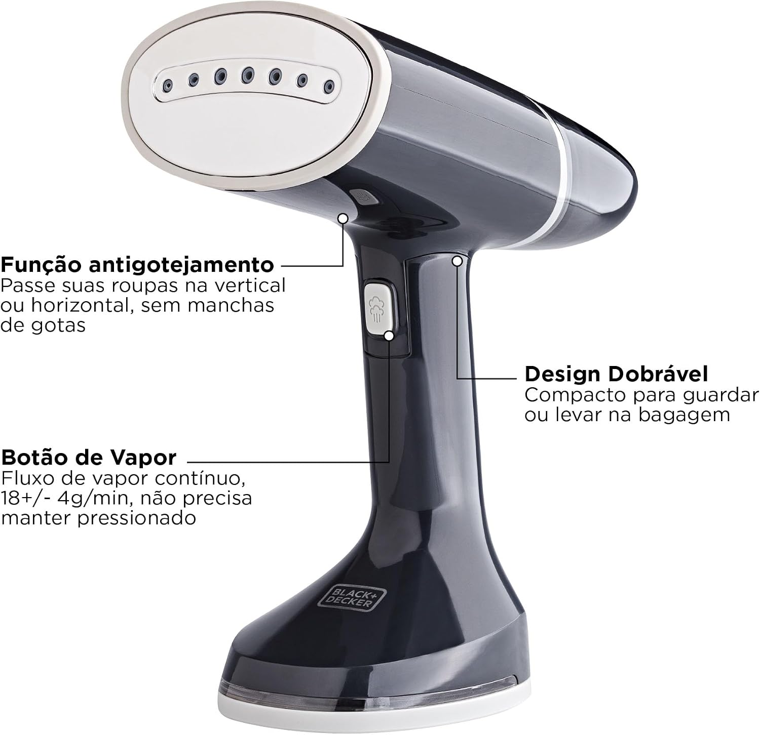 Passadeira a Vapor 3 em 1 1100W com Base de Inox