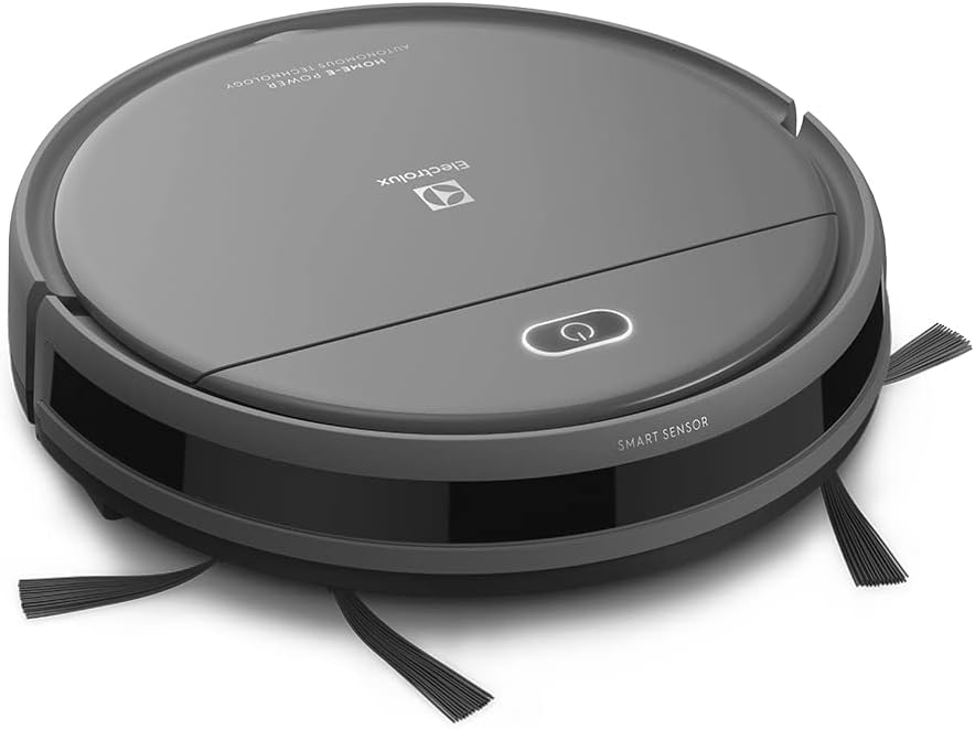 Aspirador de po robo Electrolux 2h20min controle remoto base carregamento bateria longa duração automatico varre aspira passa pano ERB30 bivolt preto sensor antiqueda