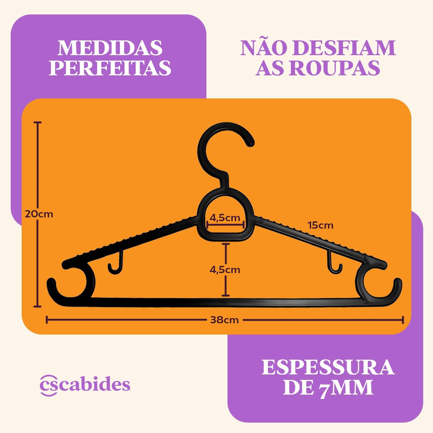Kit 20 Cabides Adulto Preto Antideslizante Reforçado | Cabide Resistente Para Roupas Pesadas Calças Camisetas | Contém Porta Gravata, Cinto e Lenço,Camisas, Ternos Gancho para Vestido | CSCABIDES
