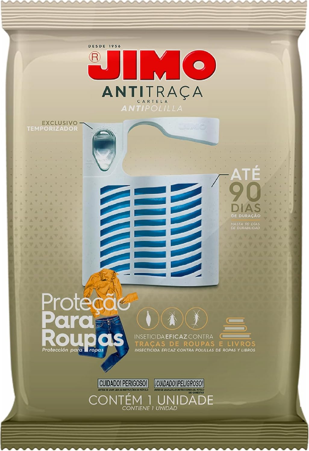 Jimo Anti-Traça Cartela 1 Unidade Inseticida Sem Cheiro Proteção para Roupas Livros Gavetas Armários Closets