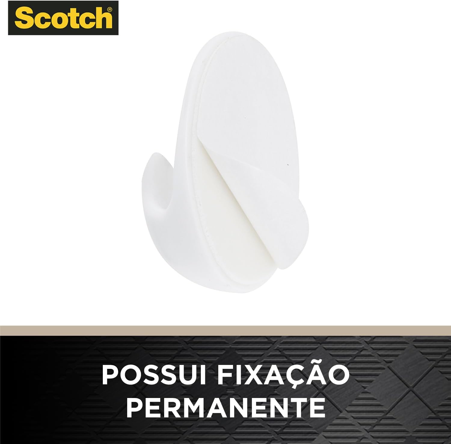 Scotch, 3M, Gancho Adesivo, Fixação Permanente, Sem Furos, Branco, 3 unidades