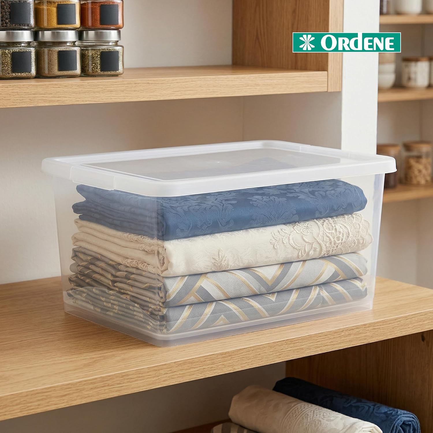 Ordene - Caixa Organizadora Plástica de 15 Litros com Tampa, Cor Cristal, Linha My Closet