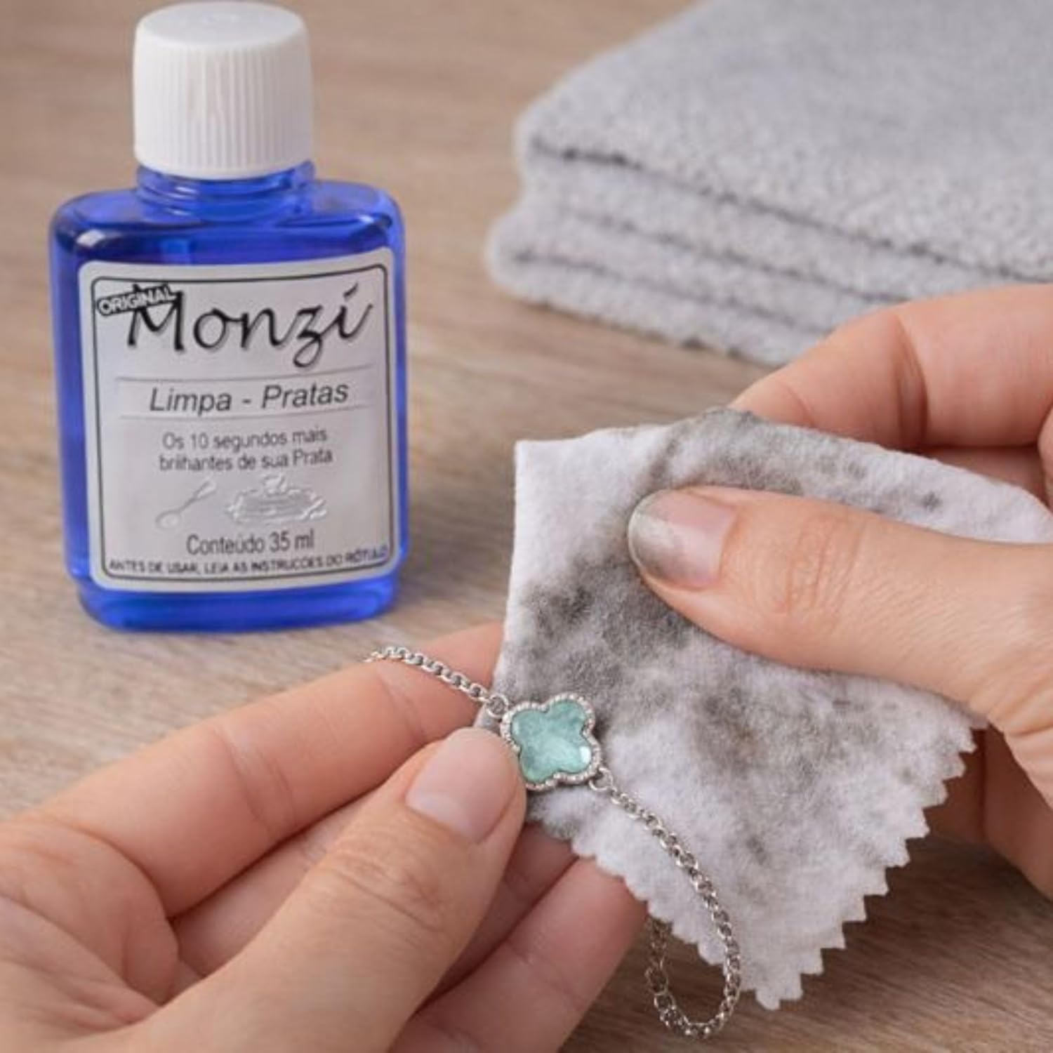 Monzi Limpa Prata Pequeno 35ml Polimento Original