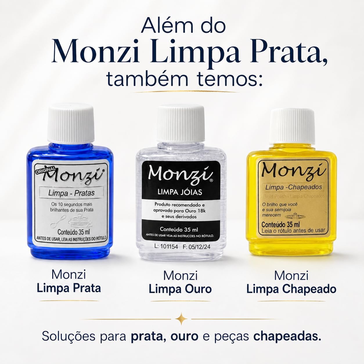 Monzi Limpa Prata Pequeno 35ml Polimento Original