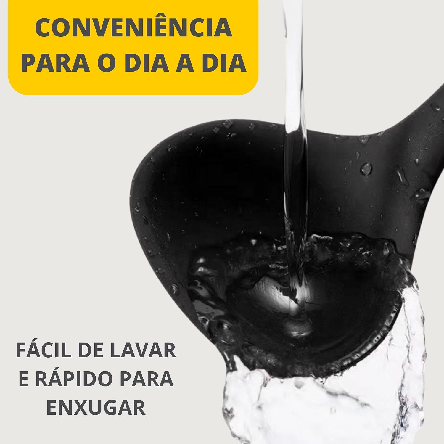Kit 10 Utensílios de Cozinha LUMAI em Silicone e Aço Inox, Resistentes ao Calor, Antirriscos, com Espátula, Pegador, Concha e Colher, Preto