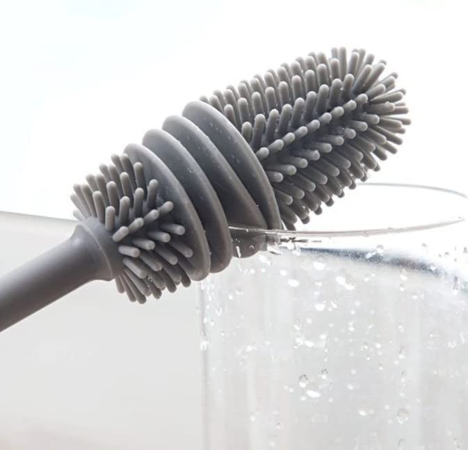Escova de Limpeza com Cerdas de Silicone e Cabo Longo