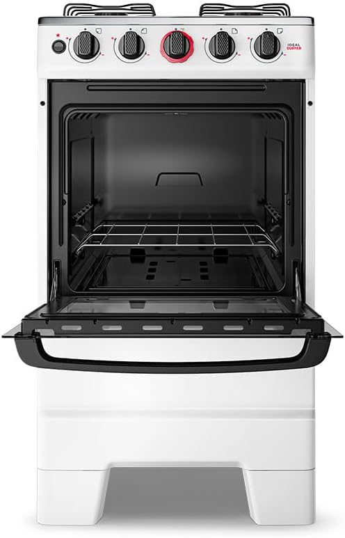Fogão 4 Bocas com Acendimento Automático, Mesa Inox e Forno 50L