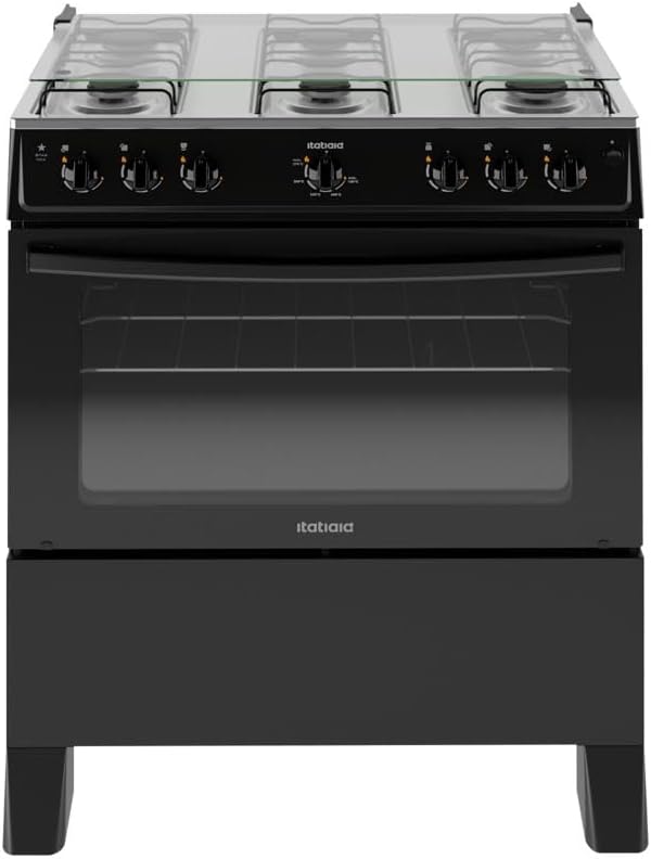 Fogão 6 Bocas com Acendimento Automático e Forno 82L Mesa Inox