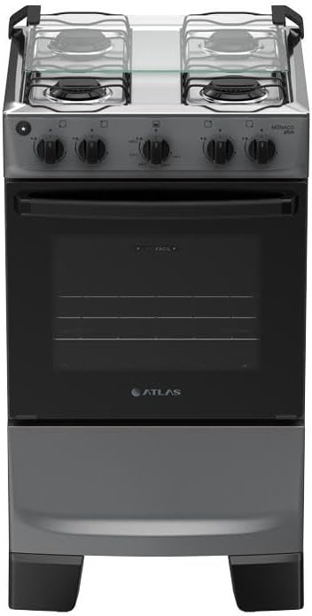 Fogão com Grade Deslizante, Acendimento Automático e Forno Limpa Fácil