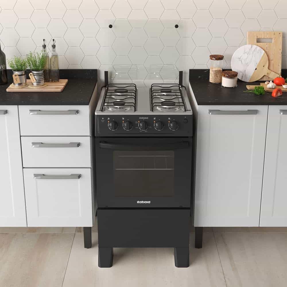 Fogão de Piso Itatiaia 4 Bocas Star New Preto – Bivolt
