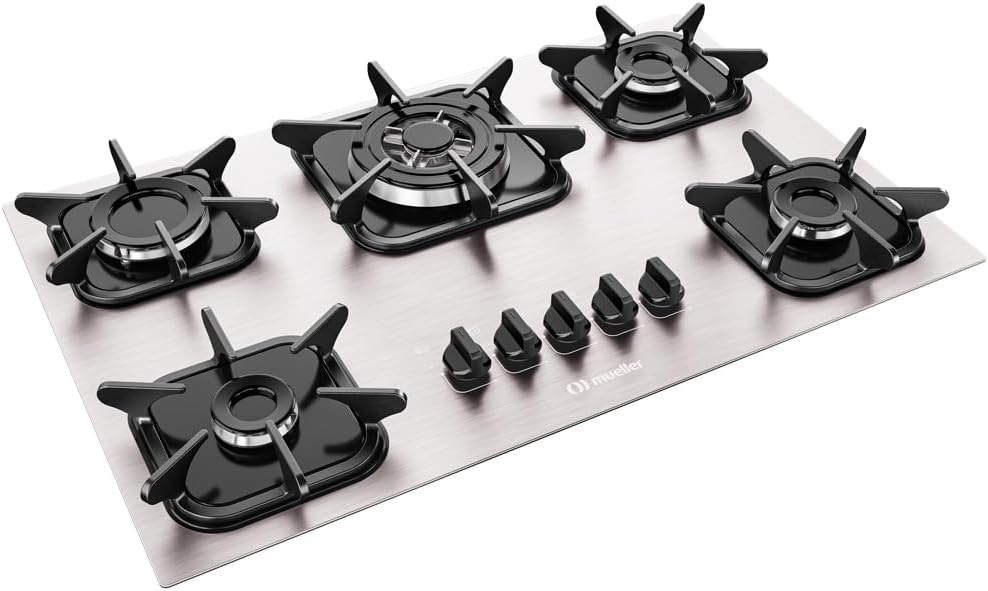 Cooktop Mueller 5 Bocas de Alumínio com Queimador Tripla Chama MCG5BK