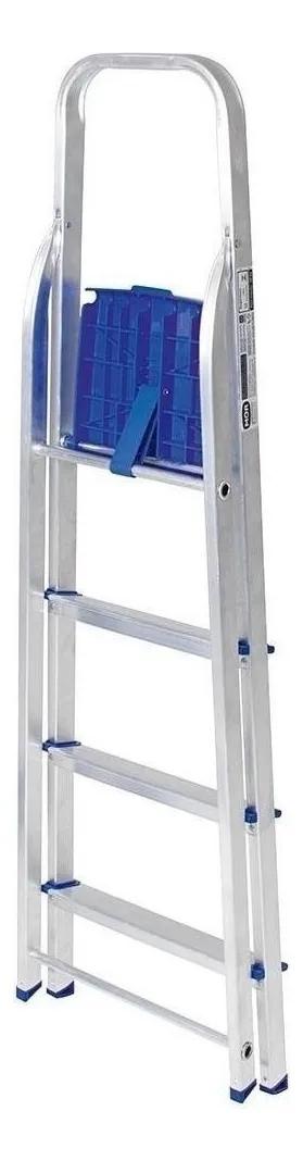 Escada Alumínio 4 Degraus Prateado/Azul