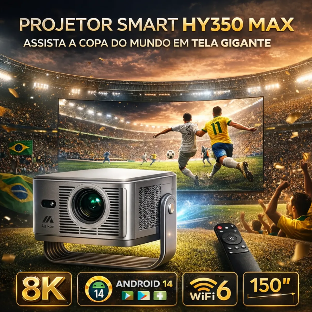 8k Projetor Smart Aliron Hy350 Max Android 14 1080p Nativo