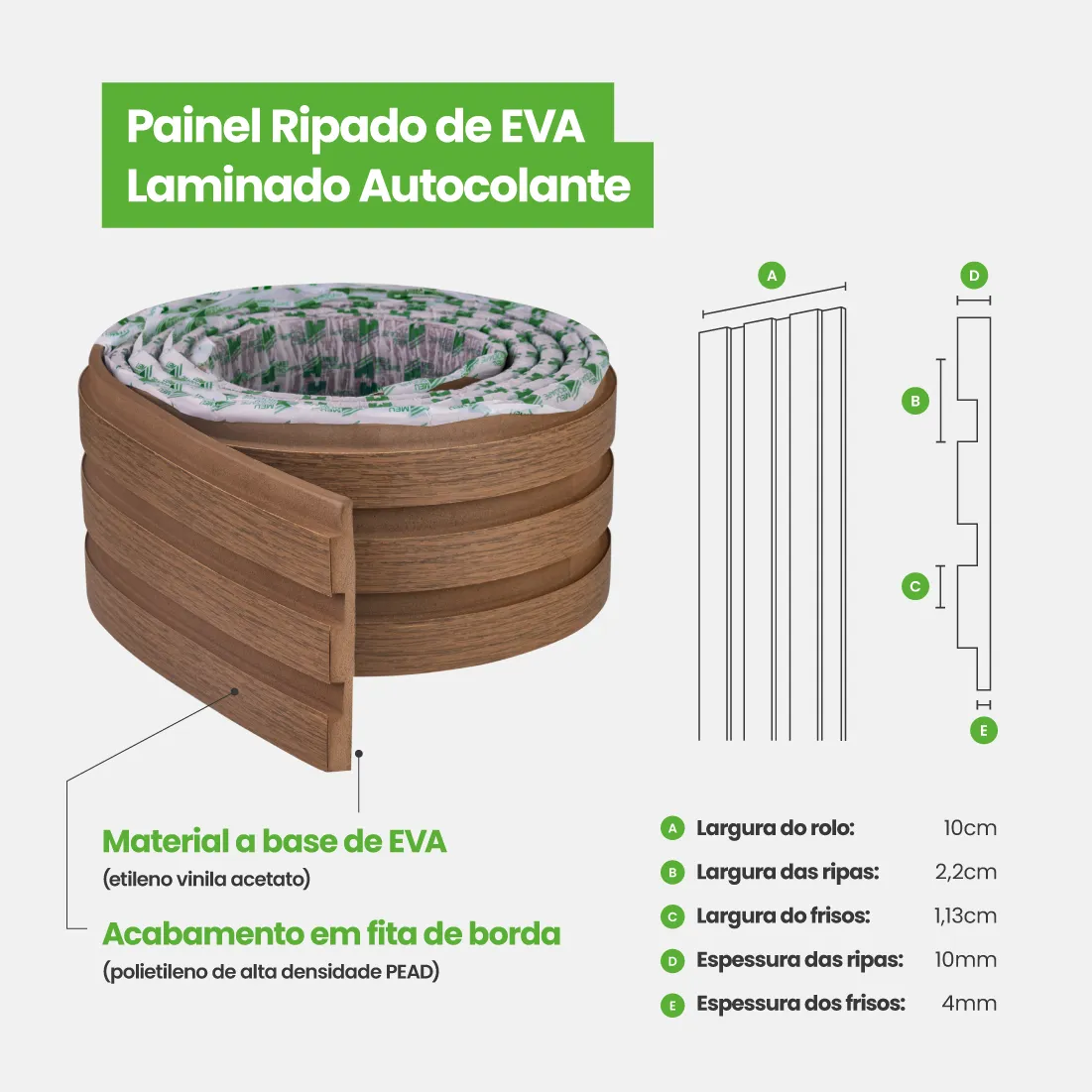 Painel Madeira Ripado Laminado Linha Madeto – 10m | Cor Cinamomo – Meu Rodapé