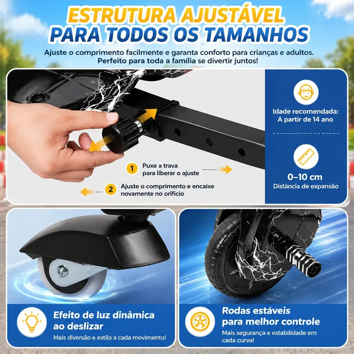 Triciclo Drift Elétrico 350w Bluetooth 100kg 3 Velocidades