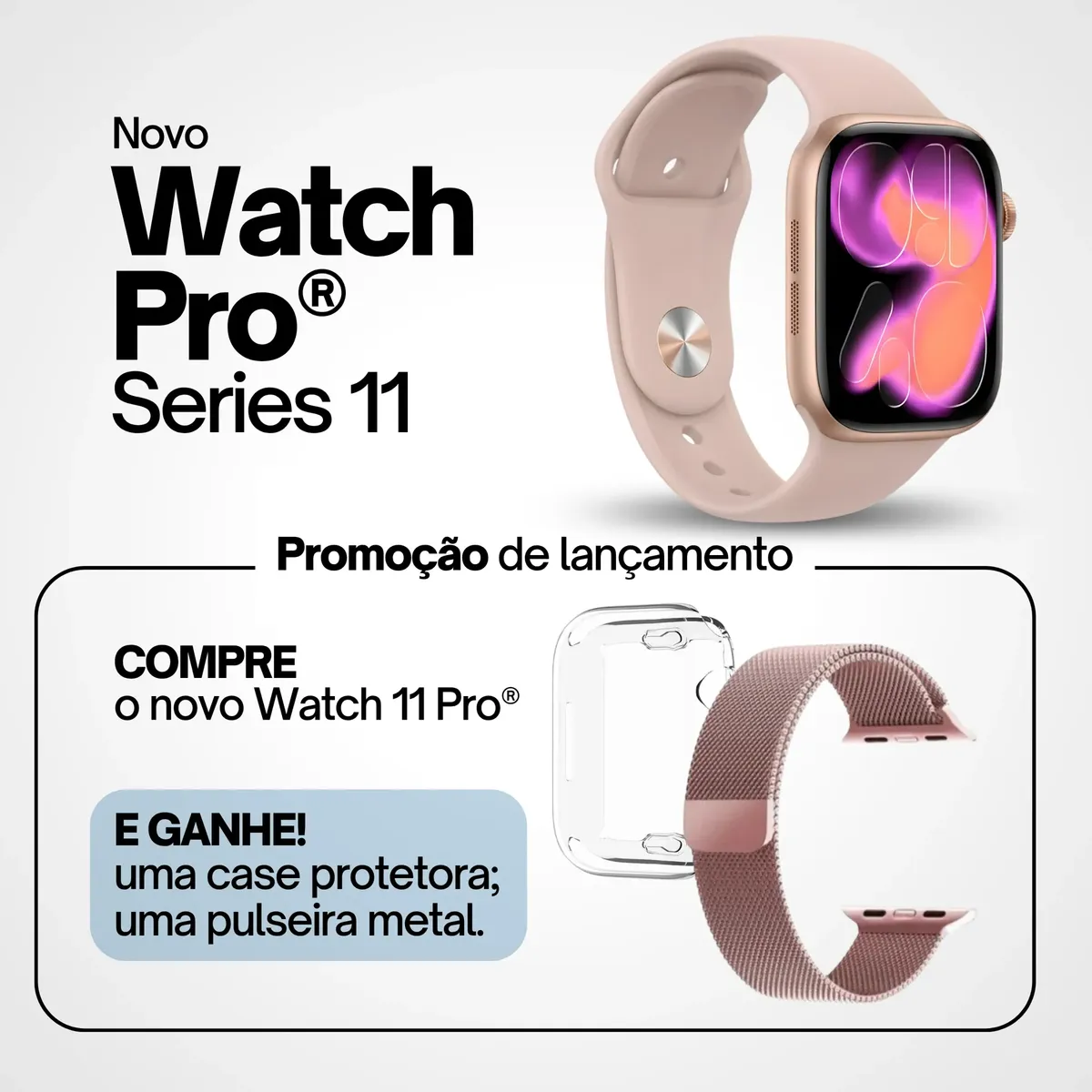 Smartwatch Novo Watch 11 Pro 45mm Gps Prova D'água + Brindes