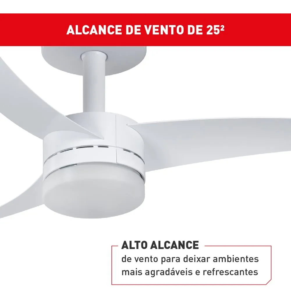 Ventilador Teto Arno Branco 3 Pás Contro. Remoto Vx13 - Bivolt 110V/220V