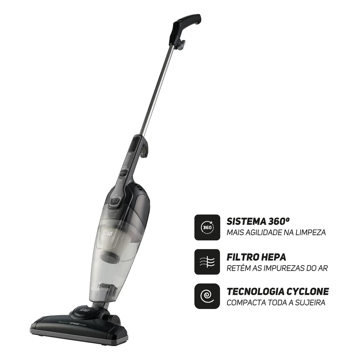 Aspirador de Pó Vertical WAP Silent Speed Max 3 em 1 - Bivolt 110V/220V