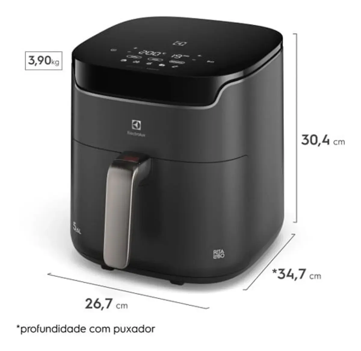 Air fryer Fritadeira Elétrica sem oleo Rita Lobo Painel Digital Electrolux - Bivolt 110V/220V
