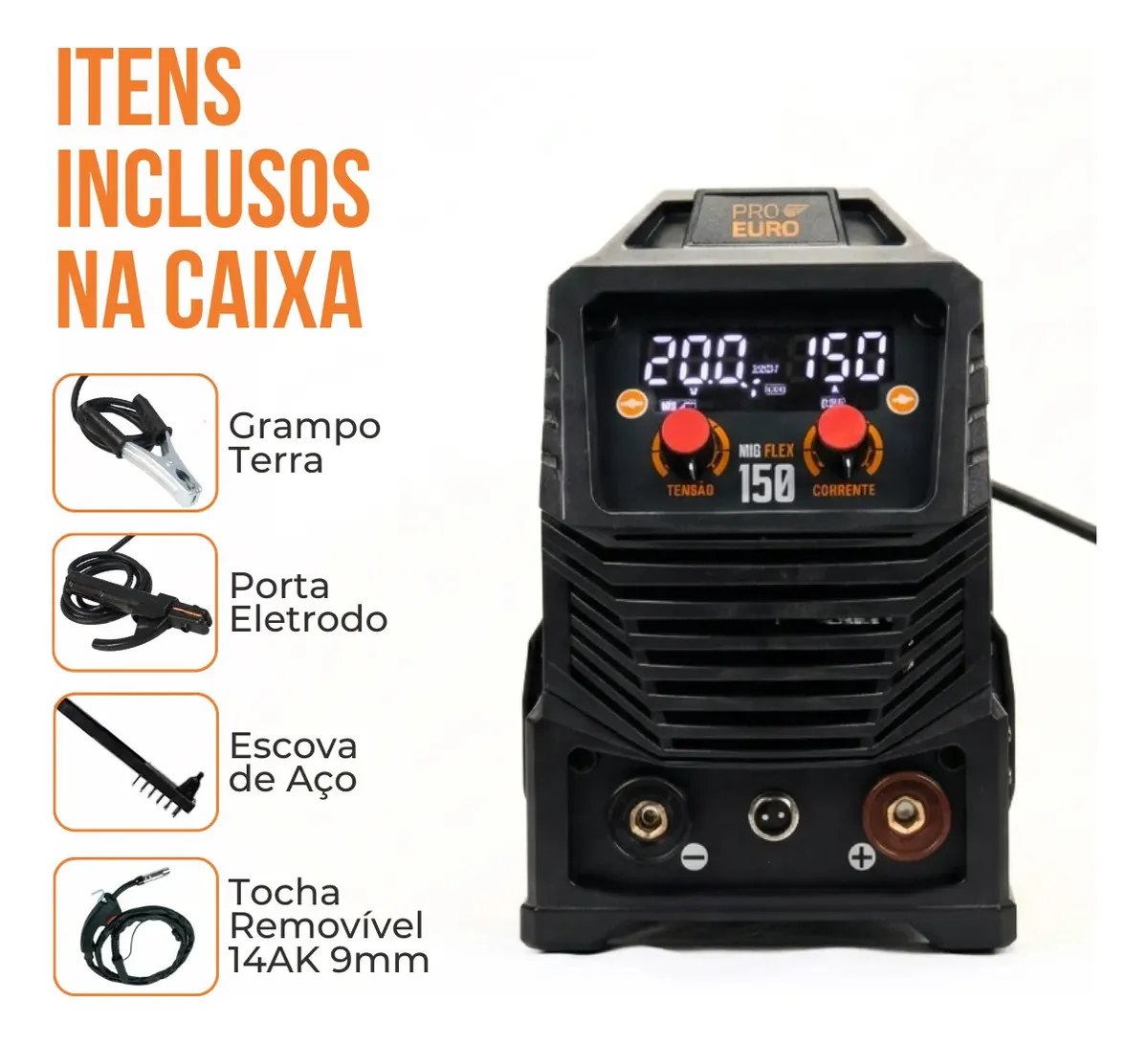 Máquina de Solda Multiprocesso MIG Flex 150a Pró Euro Bivolt MIG sem gás MMA TIG