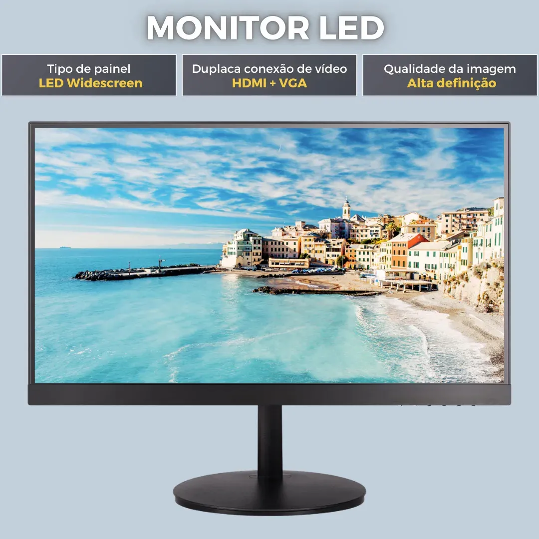 Computador Completo Intel Core I3, 8gb Ram, Ssd 240gb, Monitor Led 15 Hdmi, Windows 10 Pro - 2eletro Lite Cd2e-li101