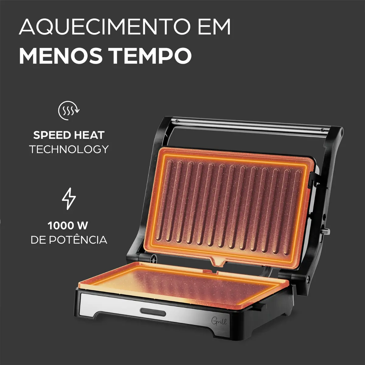 Sanduicheira Grill Elétrica Inox Wap 2 Em 1 180° 1000w Antiaderente Ws1000 Sanduiche Misteira Chapa Lisa Multiuso