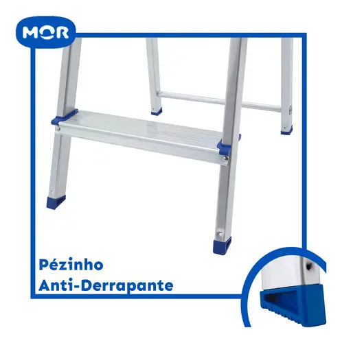 Escada Doméstica Em Aluminio 5 Degraus Real