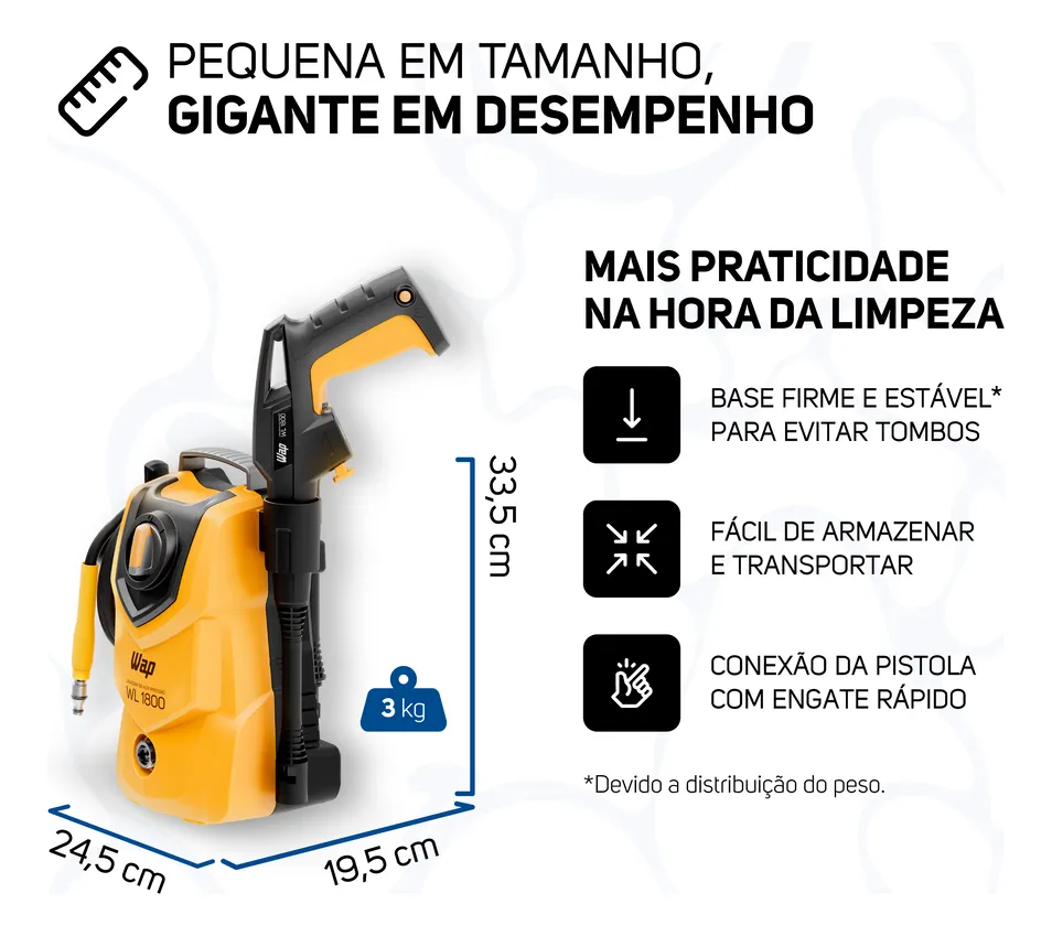 Lavadora de Alta Pressão Compacta WAP WL 1800 1400W 1500PSI 360L/h 127V