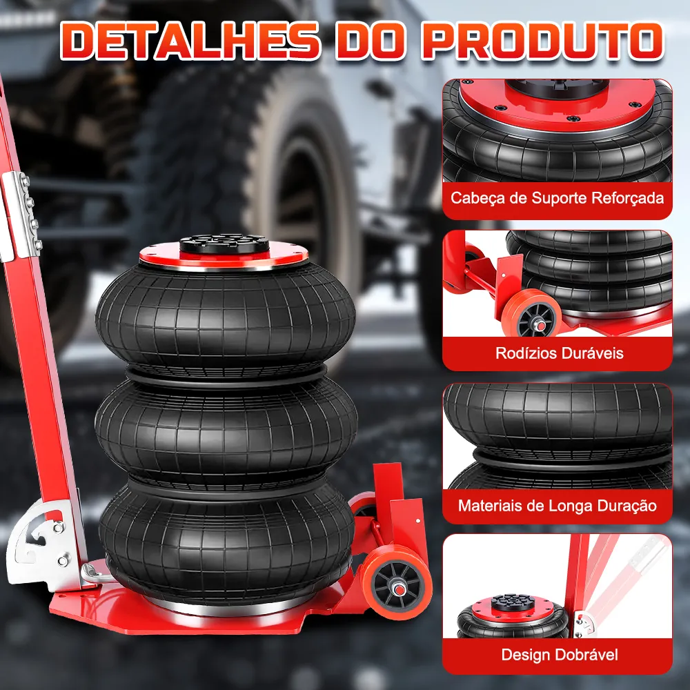 Macaco Pneumático Automotivo Ar Tipo Bolsa - 3 Ton