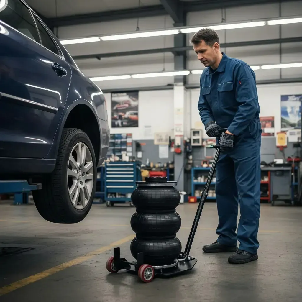 Macaco Pneumático 3t Triplo com Rodas e Alça, para Carro, Suv e Caminhonete