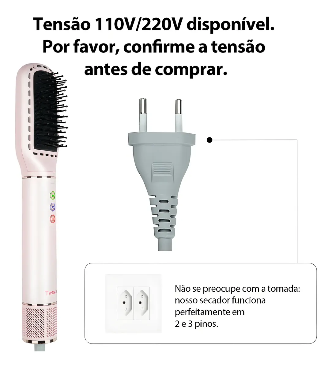Secador De Cabelos Multifuncional 8 Em 1 110v/220v Rosa