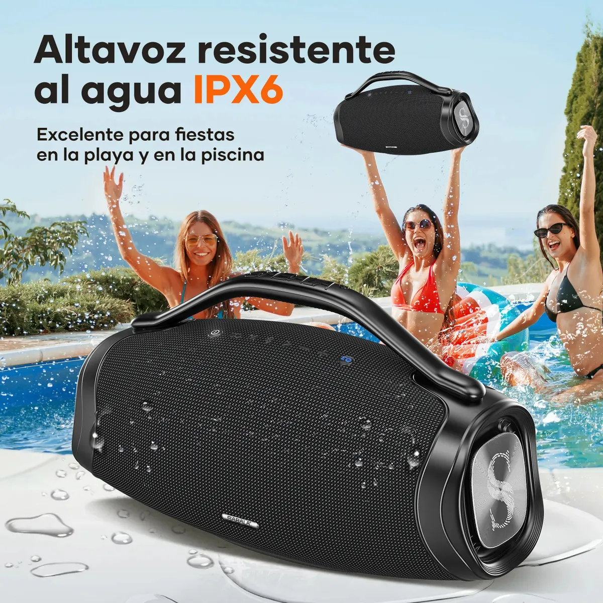 Caixa de som bluetooth 200w 39000mah eq ipx6 Sabala DRa-909 cor preto