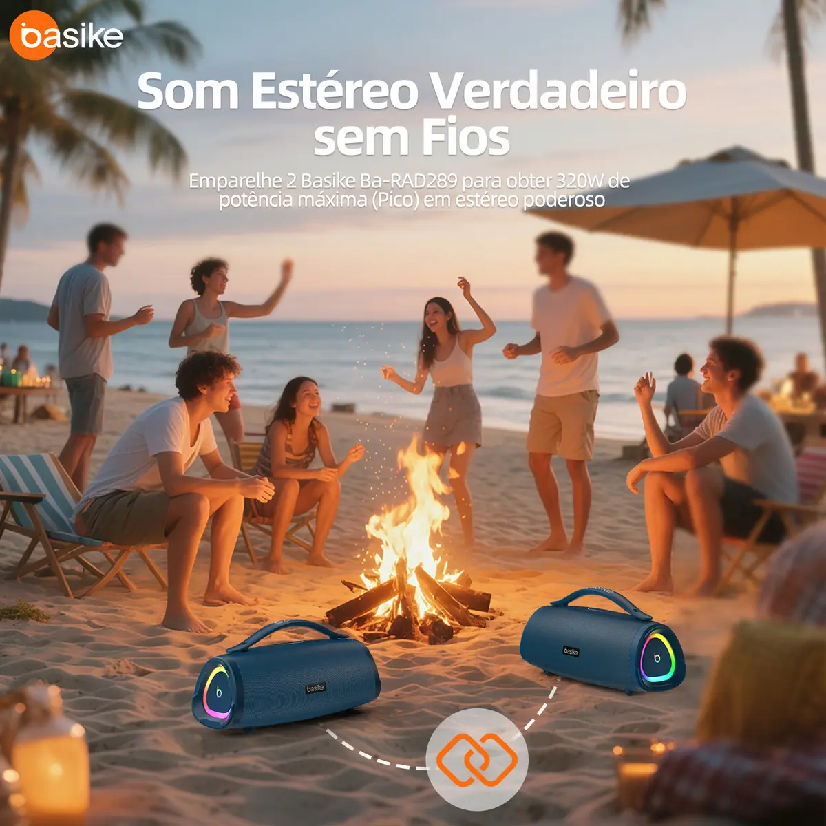 Caixa Bluetooth Portatil, Subwoofer Ativo, Boombox, 160w, Bluetooth 5.4, Estéreo Hifi, Tws 1+1, 10000mah, Bateria 15 Horas(65b Spl), Ipx6, Com Rgb, Powerbank Para iPhone E Samsung, Cor Azul-turquesa